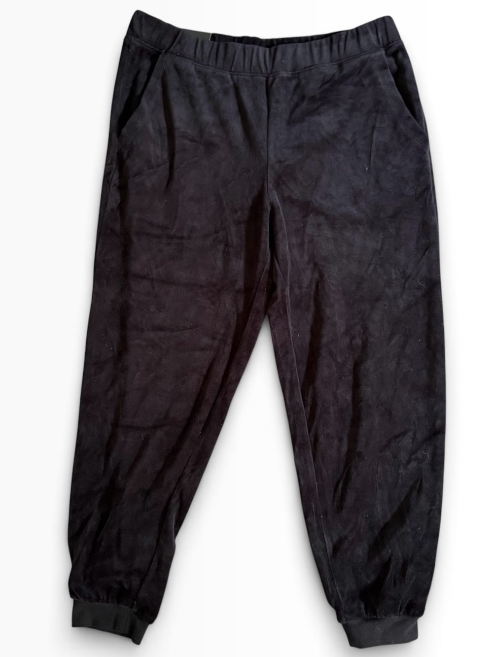 Banana Republic Factory Velour Jogger Pants Women's Petite Medium Black Pockets